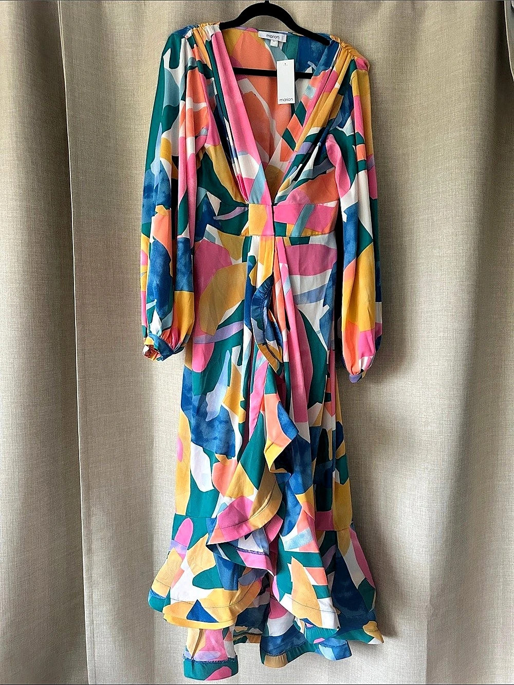 Marion Abstract Print Maxi Dress Sz L NWT